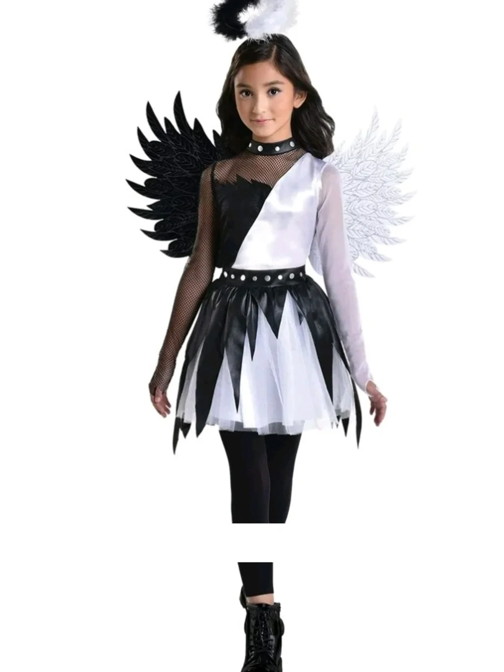 Black & White Angel Split Costume Dress for Kids